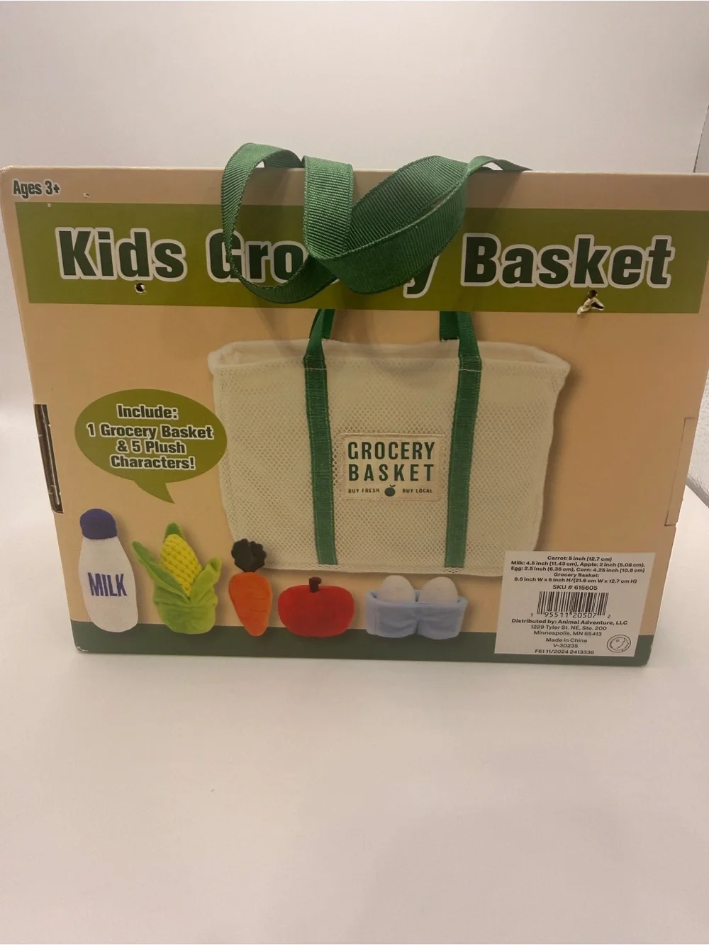 Kids Grocery Basket play set with 5 plush characters new with tags